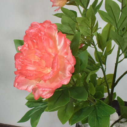 Floare artificiala, Bujor Chinezesc fara ghiveci, Naimeed D5632, 90x60 cm, Roz