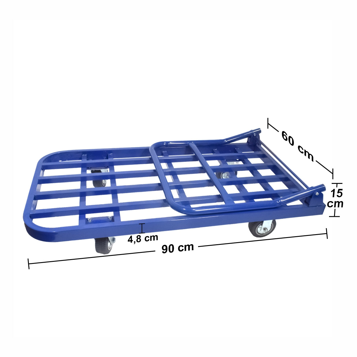 Carucior pliabil, platforma transport marfa, Naimeed D5654, roti silentioase, 90x60x86cm, 300kg, Albastru