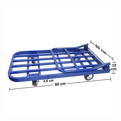 Carucior pliabil, platforma transport marfa, Naimeed D5654, roti silentioase, 90x60x86cm, 300kg, Albastru