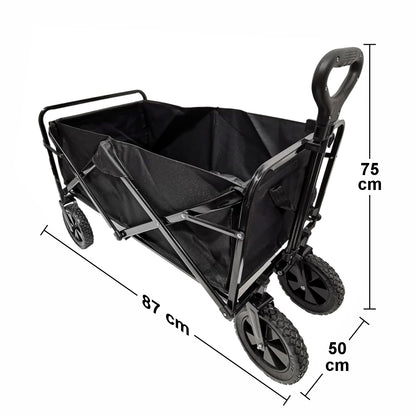Carucior pliabil de gradina, Naimeed D5660, cadru metalic, maner extensibil, roti silentioase, 87x50x75cm, 80kg, Negru
