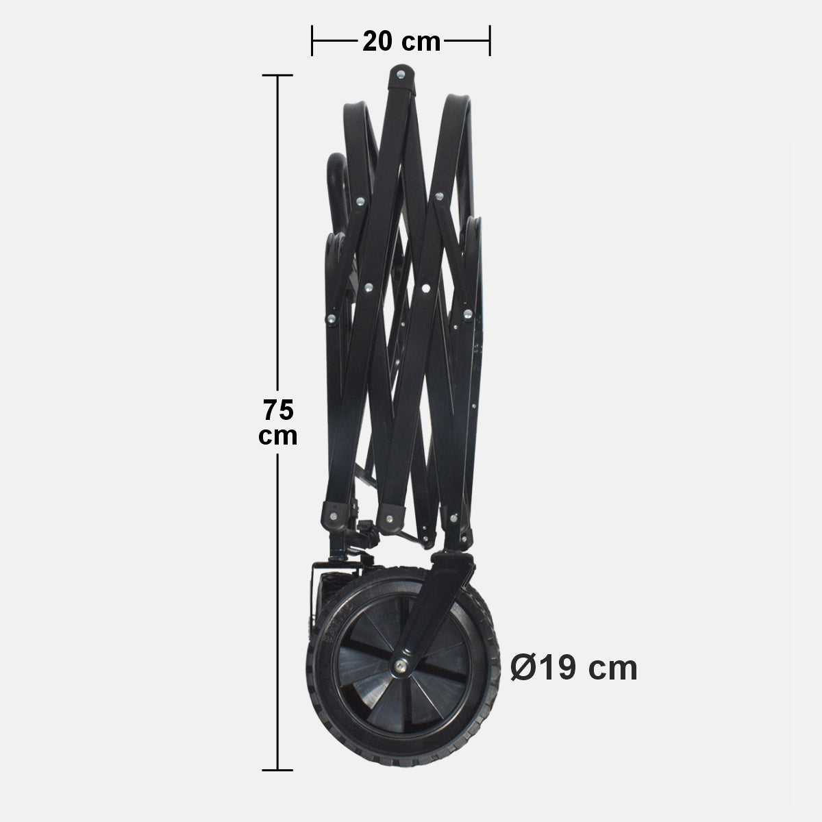 Carucior pliabil de gradina, Naimeed D5660, cadru metalic, maner extensibil, roti silentioase, 87x50x75cm, 80kg, Negru