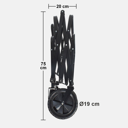 Carucior pliabil de gradina, Naimeed D5660, cadru metalic, maner extensibil, roti silentioase, 87x50x75cm, 80kg, Negru