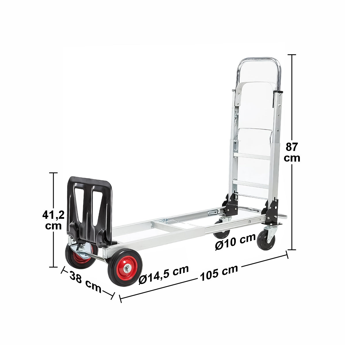 Carucior marfa cu platforma, Naimeed D5661, manevrabil in 2 pozitii, pliabil, 38x105x87cm, 100kg, Aluminiu