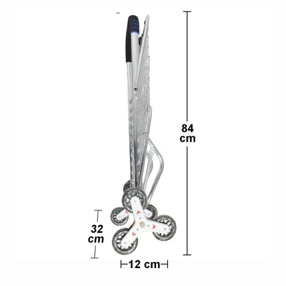 Carucior de piata pliabil, din aluminiu, Naimeed D5663, 6 roti, 30 L, 50x39x91 cm, 20kg, Argintiu