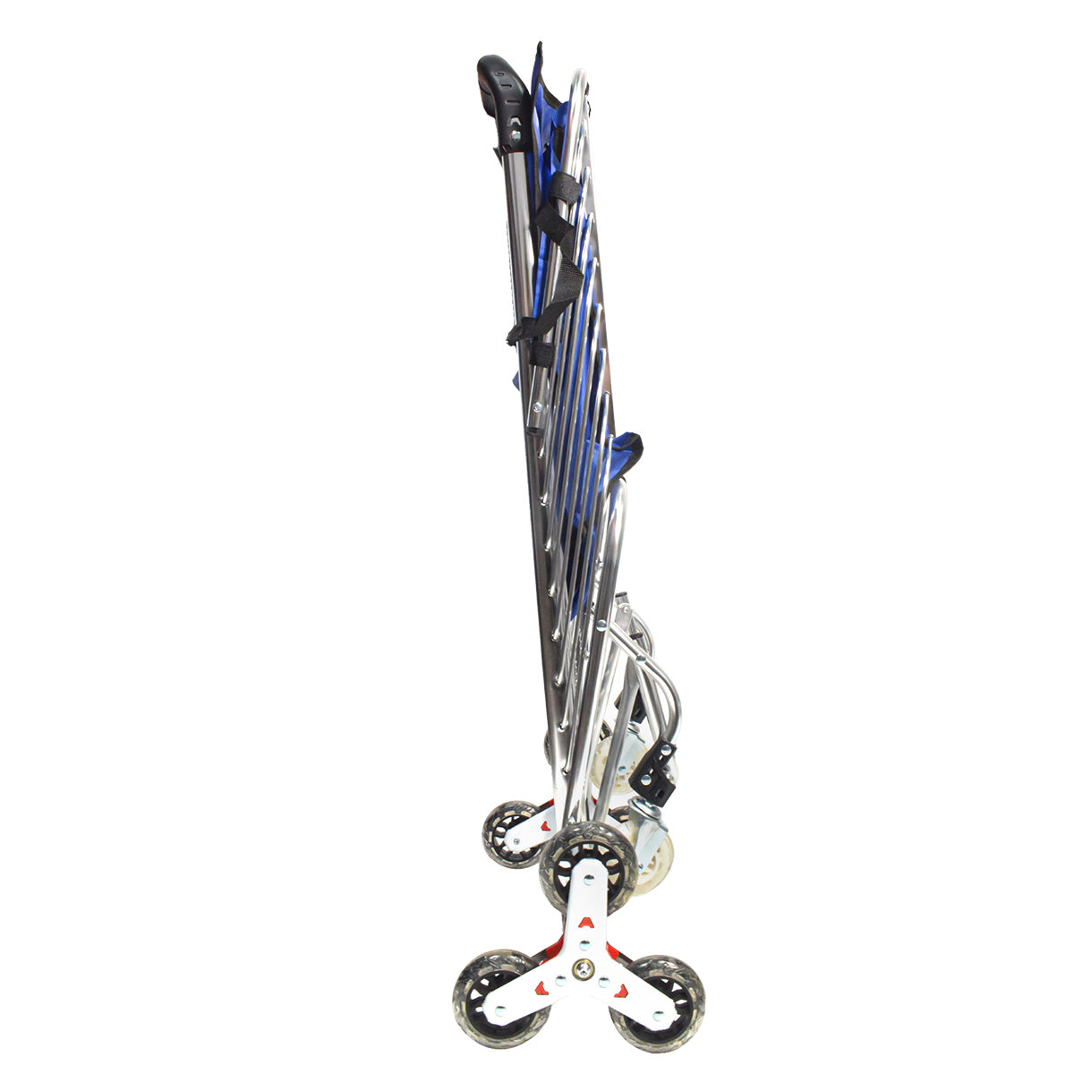 Carucior de piata pliabil, din aluminiu, Naimeed D5664, 8 roti silentioase, 30 L, 47x38x90cm, 20kg, Albastru