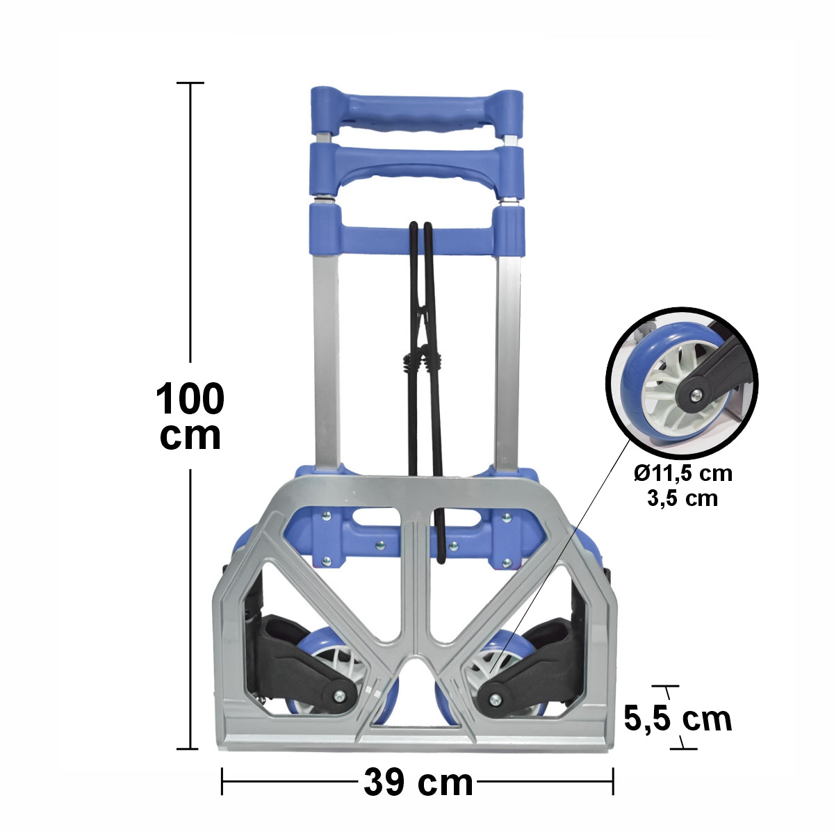 Carucior marfa cu platforma, Naimeed D5670, pliabil, inaltime reglabila, roti silentioase, 40x39x100cm, 70kg, Albastru