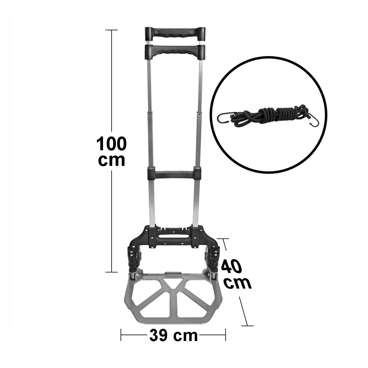 Carucior marfa cu platforma, Naimeed D5671, pliabil, inaltime reglabila, roti silentioase, 40x39x100cm, 70kg, Negru