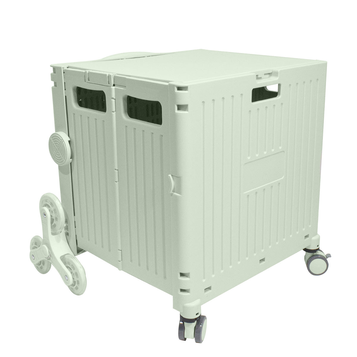 Carucior pliabil, Naimeed D5673, 8 roti, sistem blocare si rulare lina, maner extensibil, capac retractabil, 45 L, 30kg, 43x40x48cm, Turcoaz