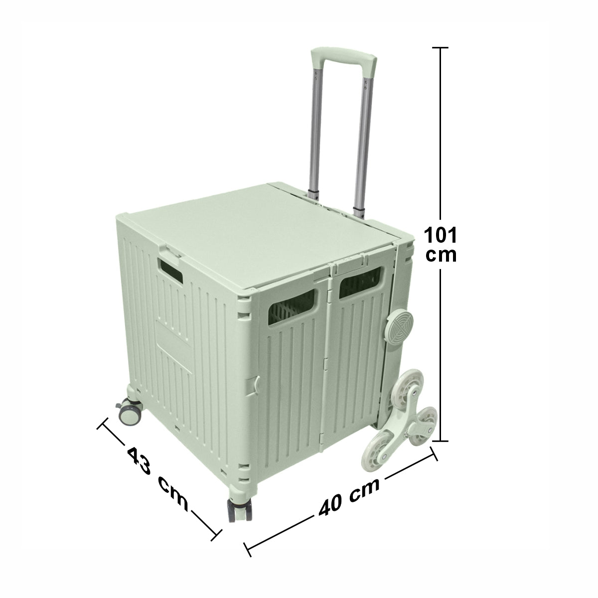 Carucior pliabil, Naimeed D5673, 8 roti, sistem blocare si rulare lina, maner extensibil, capac retractabil, 45 L, 30kg, 43x40x48cm, Turcoaz