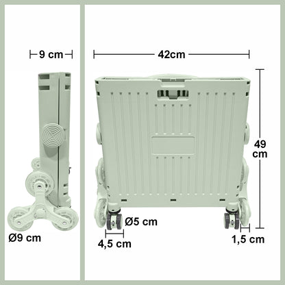 Carucior pliabil, Naimeed D5673, 8 roti, sistem blocare si rulare lina, maner extensibil, capac retractabil, 45 L, 30kg, 43x40x48cm, Turcoaz
