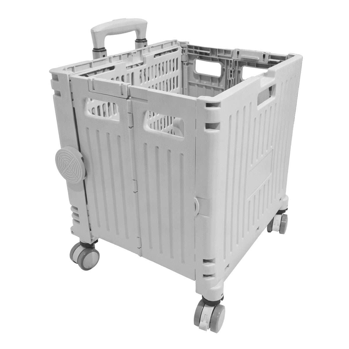 Carucior pliabil, Naimeed D5676, sistem blocare, maner extensibil, capac retractabil, 30 L, 30kg, 39x35x48cm, Alb