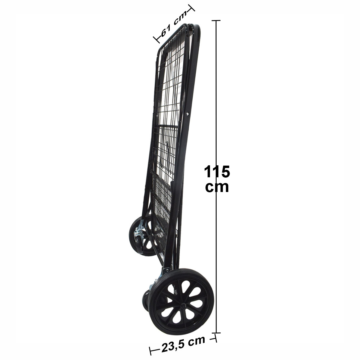 Carucior de cumparaturi pliabil, Naimeed D5677, roti silentioase, maner ergonomic, 90L, 50kg, 61x51x103cm, Negru