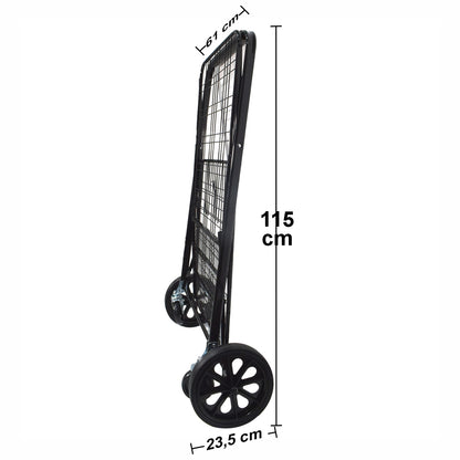 Carucior de cumparaturi pliabil, Naimeed D5677, roti silentioase, maner ergonomic, 90L, 50kg, 61x51x103cm, Negru
