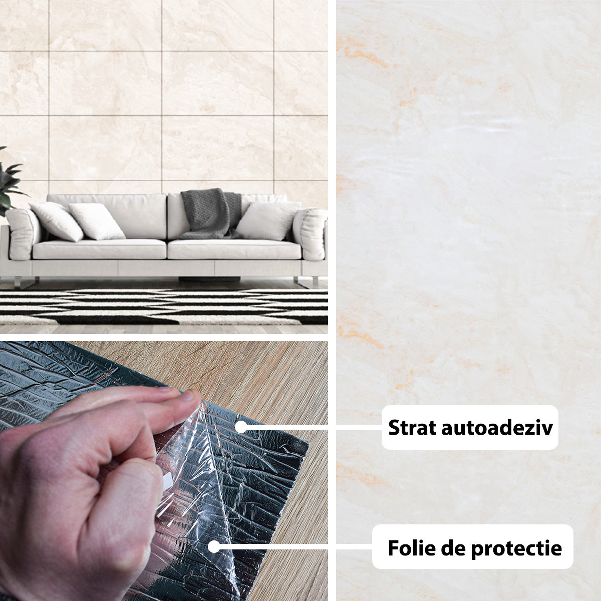 Rola panou autoadeziv, Naimeed D5680, design modern, 2mm grosime, 60x300cm, Crem