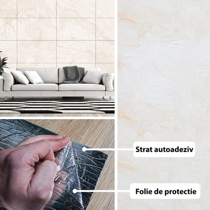 Rola panou autoadeziv, Naimeed D5680, design modern, 2mm grosime, 60x300cm, Crem