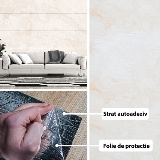 Rola panou autoadeziv, Naimeed D5680, design modern, 2mm grosime, 60x300cm, Crem