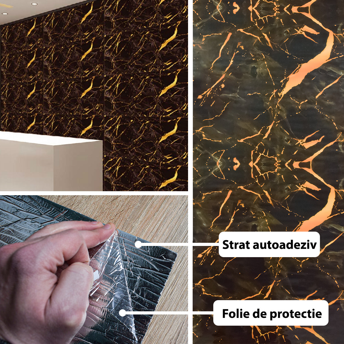 Rola panou autoadeziv, Naimeed D5700, design modern, 2mm grosime, 60x300cm, Negru