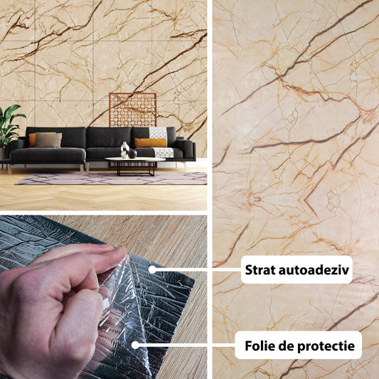 Rola panou autoadeziv, Naimeed D5719, design modern, 2mm grosime, 60x300cm, Crem