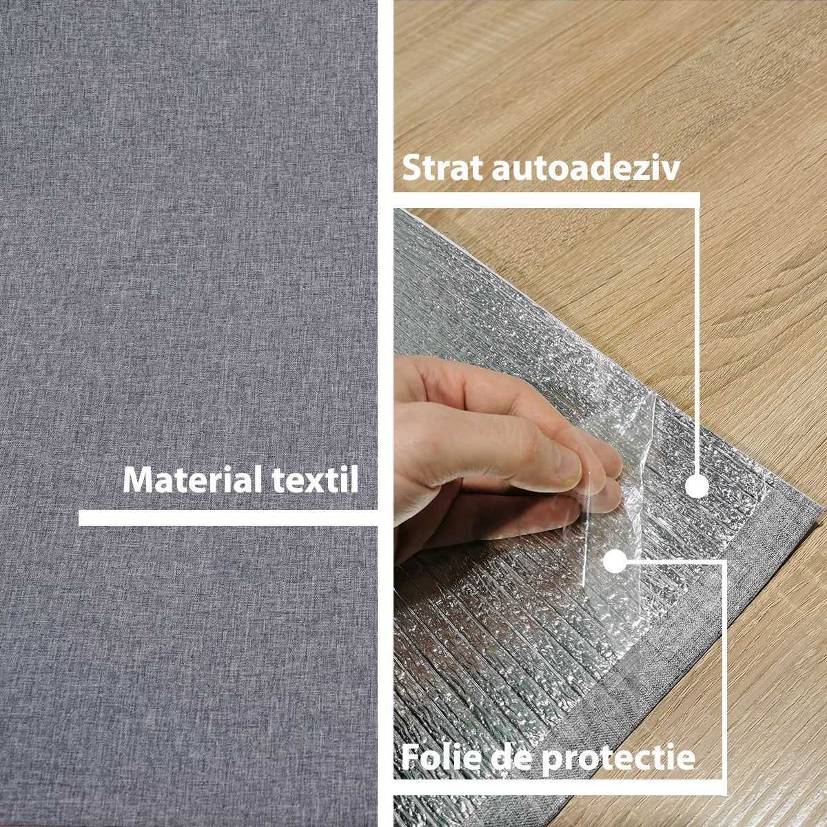 Rola tapet autoadeziv, panzat, 4mm grosime, Naimeed D5725, design elegant, termoizolant, 65x280cm, Gri