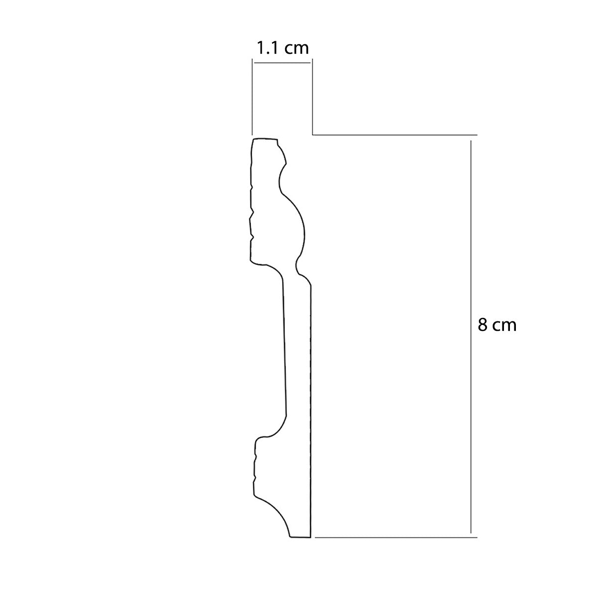 Plinta decorativa, polimer rigid, Naimeed D5730, Alb, 230x8x1.1cm
