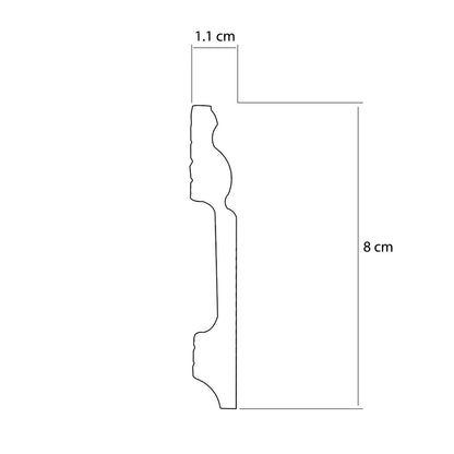 Plinta decorativa, polimer rigid, Naimeed D5730, Alb, 230x8x1.1cm