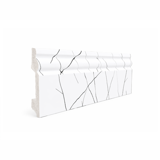 Plintă decorativă, polimer rigid, Naimeed D5730ALB, Alb, 230 × 8 × 1.1 cm