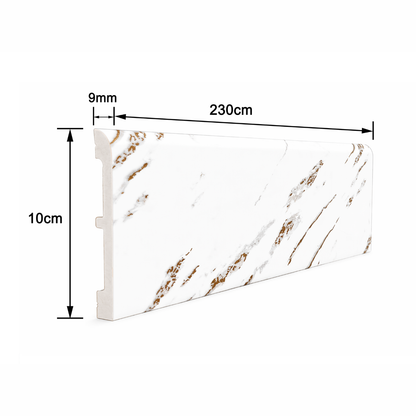 Plintă decorativă, polimer rigid, Naimeed D5731ALB, Alb, 230 × 10 × 0.8 cm