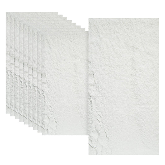 Set 10 x Panou Decorativ 3D, Naimeed D5733, ultrausor, design elegant, PU, 120 x 60 x 3 cm, Alb