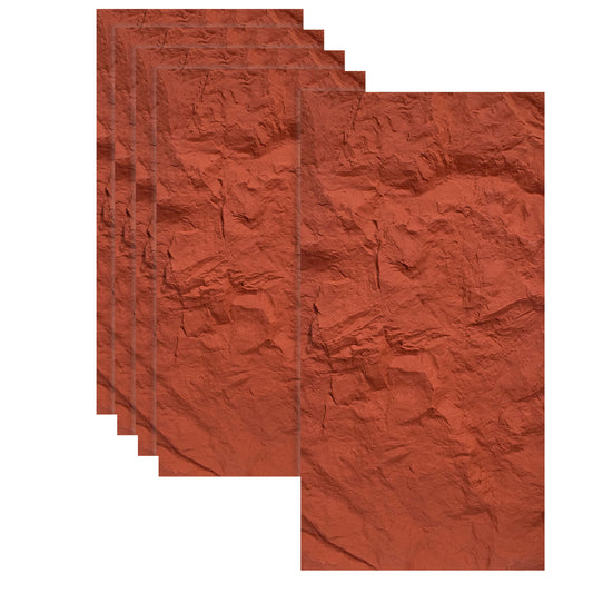 Set 5 x Panou Decorativ 3D, Naimeed D5759, ultrausor, design realist, PU, 120 x 60 x 6 cm, Rosu