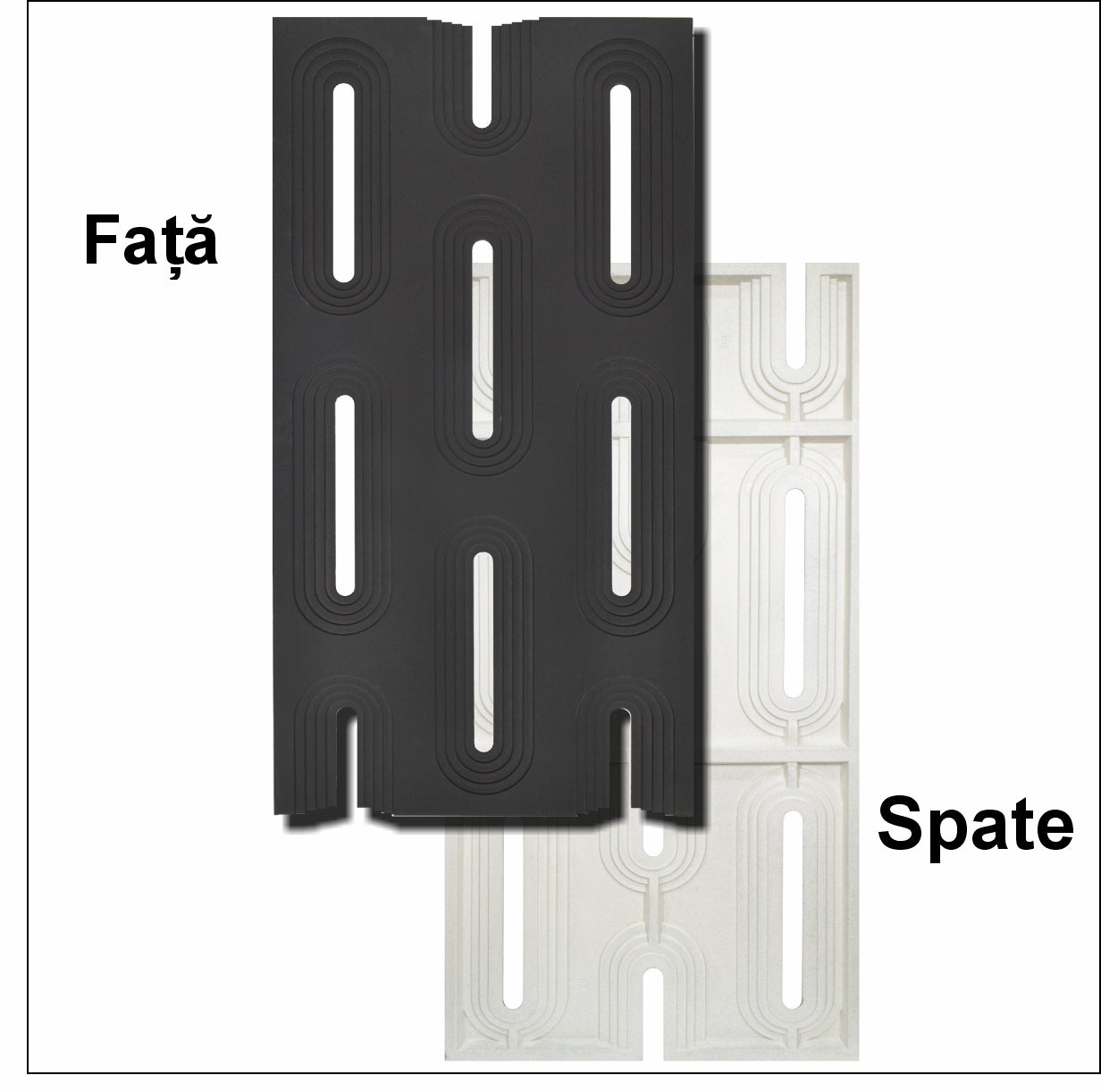 Set 4 x Panou Decorativ 3D, Naimeed D5765, ultrausor, design elegant, PU, 120 x 60 x 3 cm, Negru