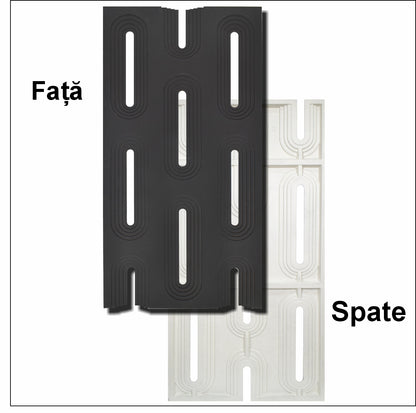Set 4 x Panou Decorativ 3D, Naimeed D5765, ultrausor, design elegant, PU, 120 x 60 x 3 cm, Negru