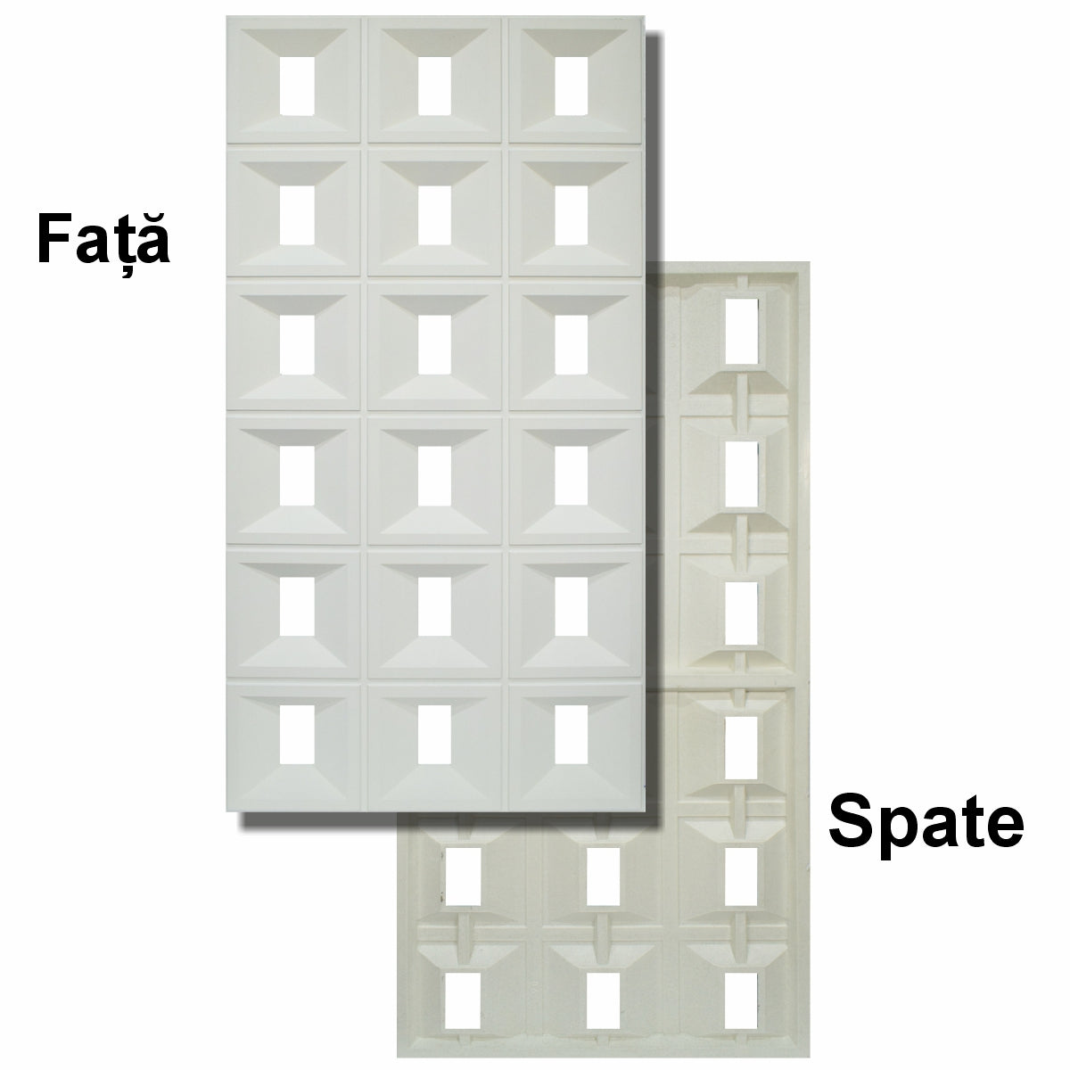 Set 4 x Panou Decorativ 3D, Naimeed D5767, ultrausor, design elegant, PU, 120 x 60 x 3 cm, Alb