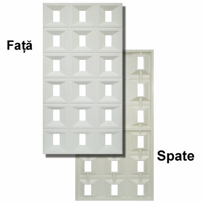 Set 4 x Panou Decorativ 3D, Naimeed D5767, ultrausor, design elegant, PU, 120 x 60 x 3 cm, Alb
