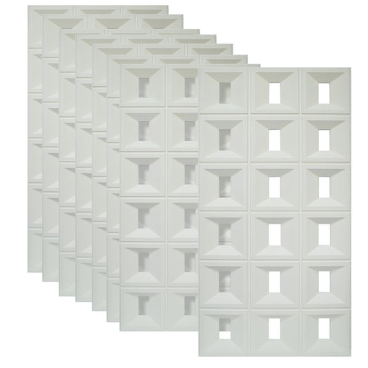 Set 8 x Panou Decorativ 3D, Naimeed D5767, ultrausor, design elegant, PU, 120 x 60 x 3 cm, Alb