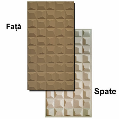 Set 6 x Panou Decorativ 3D, Naimeed D5770, ultrausor, design elegant, PU, 120 x 60 x 2.5 cm, Maro