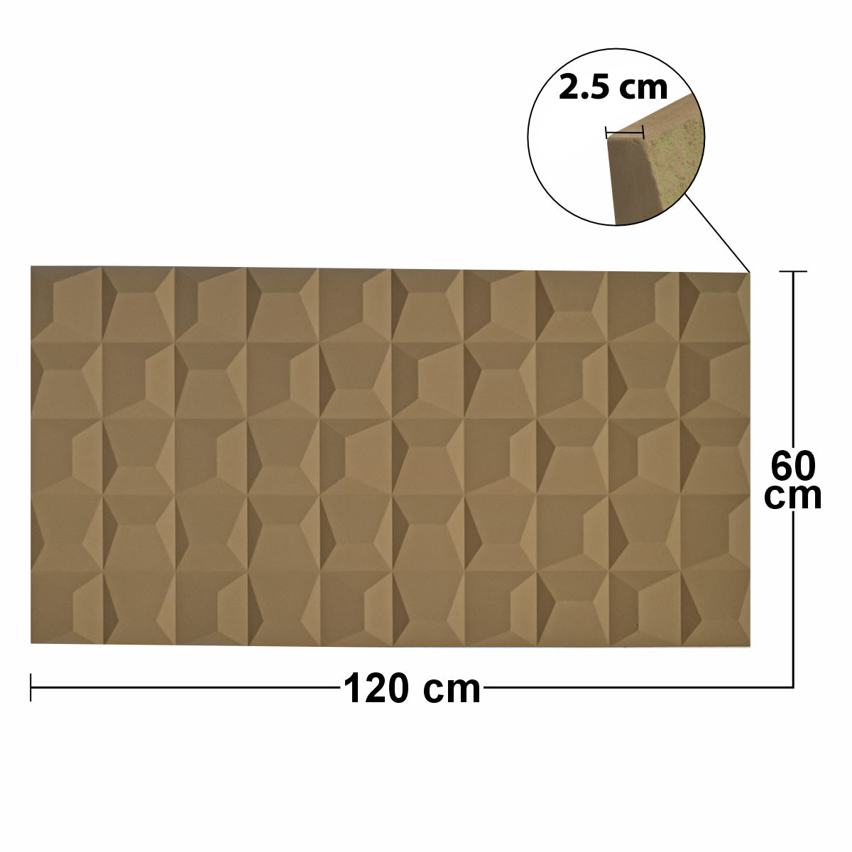 Set 6 x Panou Decorativ 3D, Naimeed D5770, ultrausor, design elegant, PU, 120 x 60 x 2.5 cm, Maro