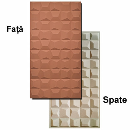 Set 6 x Panou Decorativ 3D, Naimeed D5773, ultrausor, design elegant, PU, 120 x 60 x 2.5 cm, Caramiziu inchis