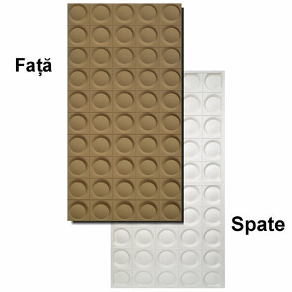 Set 6 x Panou Decorativ 3D, Naimeed D5778, ultrausor, design elegant, PU, 120 x 60 x 2.5 cm, Maro