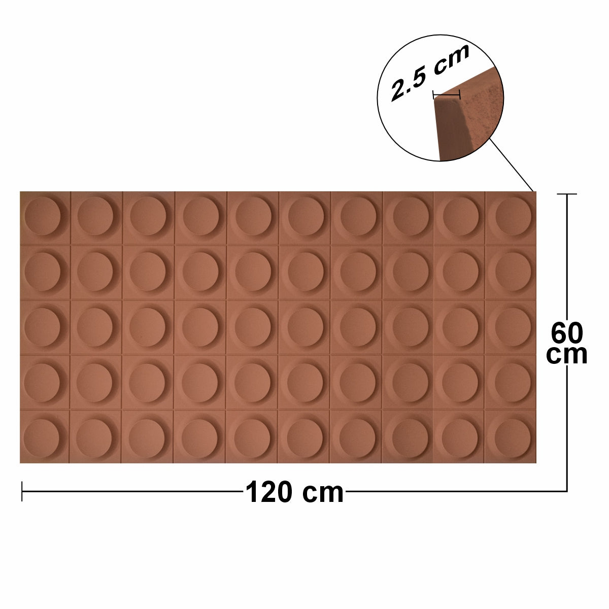 Set 6 x Panou Decorativ 3D, Naimeed D5781, ultrausor, design elegant, PU, 120 x 60 x 2.5 cm, Caramiziu