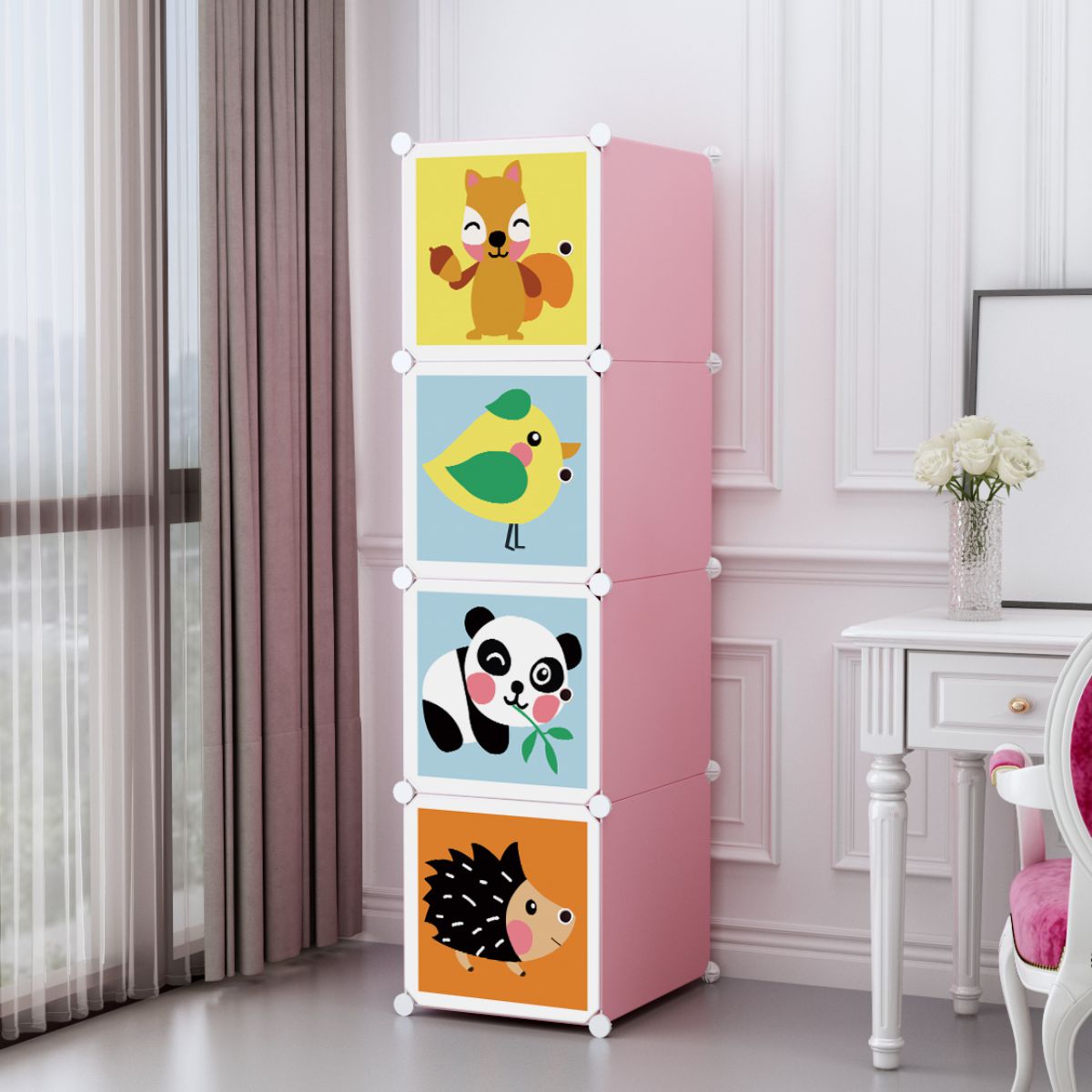 Dulap Modular Copii, 4 Usi, D5788, Roz