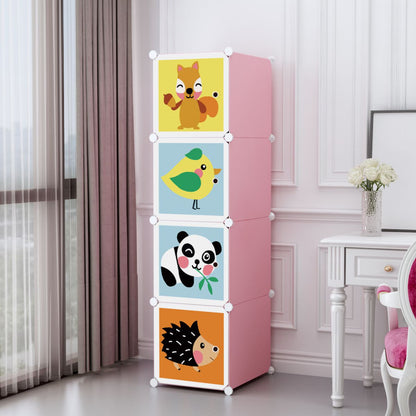 Dulap Modular Copii, 4 Usi, D5788, Roz