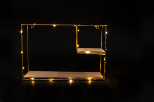 Etajera suspendata, aurie cu luminite Led, 38*26*11 cm, D58