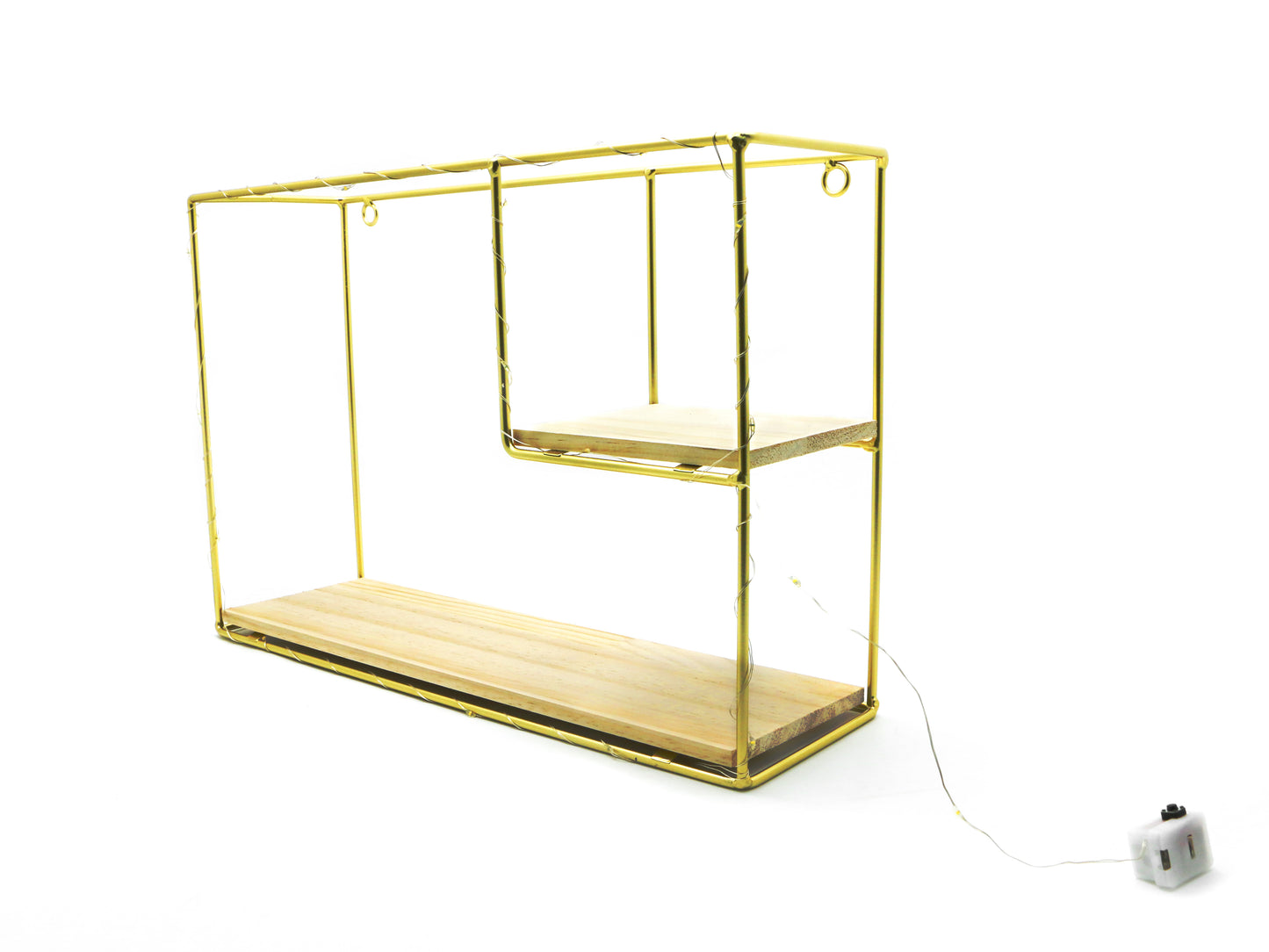 Etajera suspendata, aurie cu luminite Led, 38*26*11 cm, D58