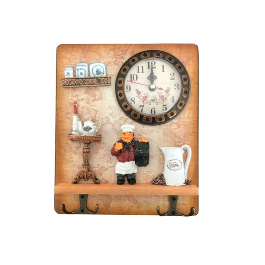 Cuier decorativ cu 2 carlige duble, Naimeed D58-7, 18x21.5x0.8 cm, Maro