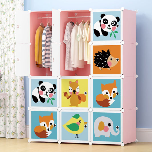 Dulap Modular Copii, 12 Usi, D5804, Roz