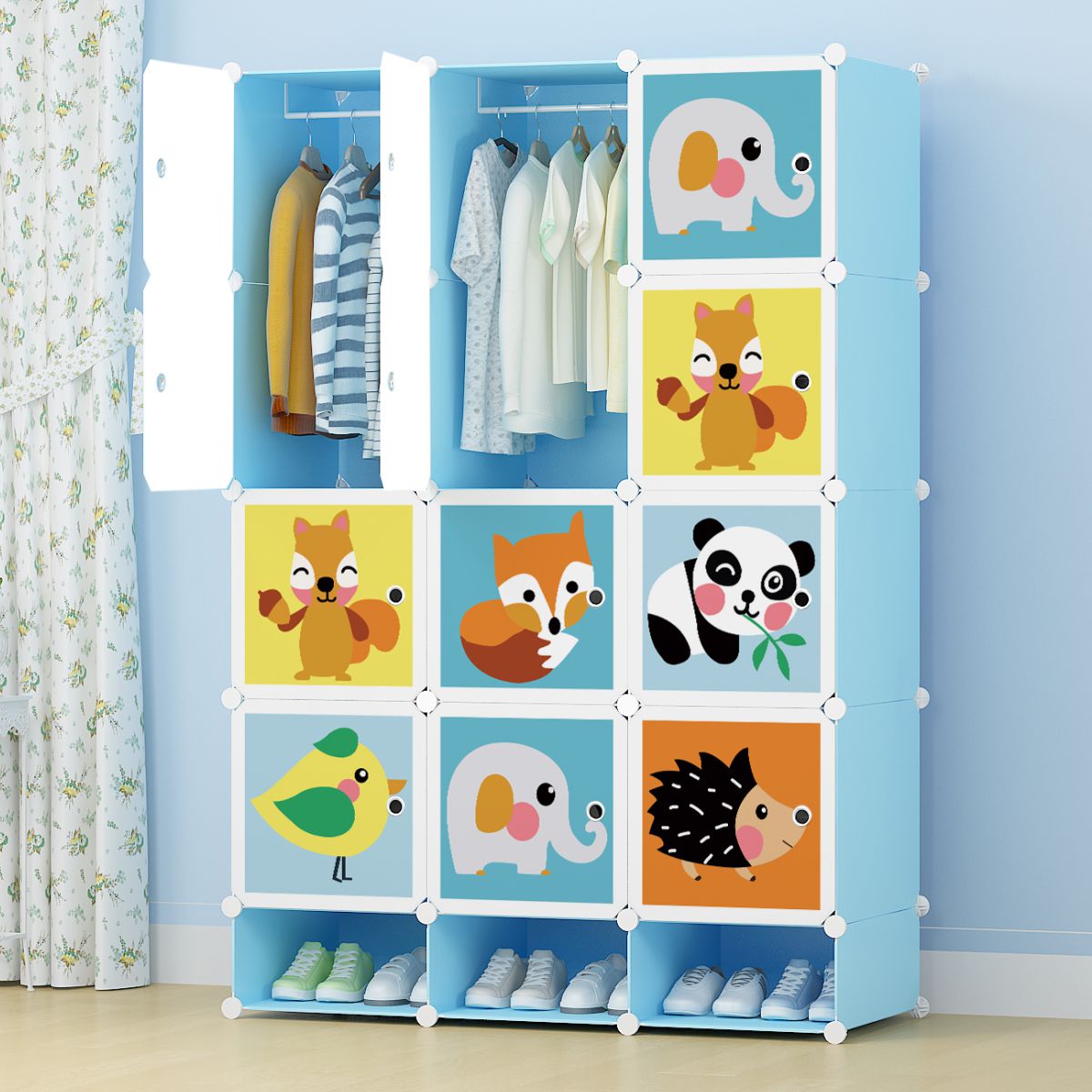 Dulap Modular Copii, 12 Usi, D5810, Albastru