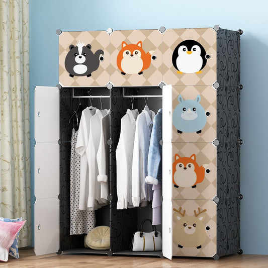Dulap Modular Copii, 12 Usi, D5813, Negru-Maro