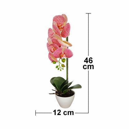 Orhidee cu aspect natural in ghiveci ceramic, 46 cm, Naimeed D5820, Roz