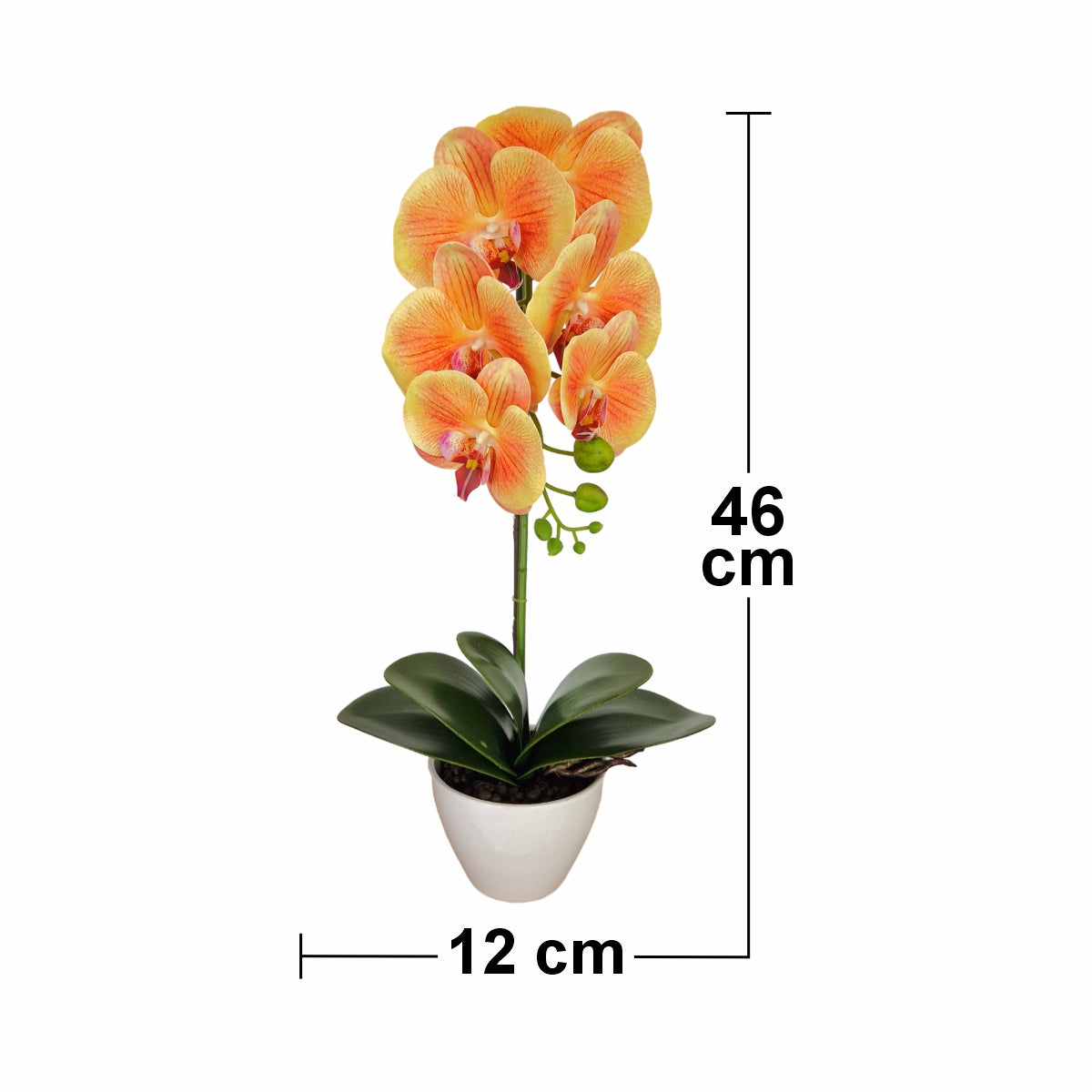 Orhidee cu aspect natural in ghiveci ceramic, 46 cm, Naimeed D5820, Portocaliu