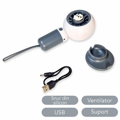 Ventilator, cu acumulator, Naimeed D5829, USB, Gri Inchis, 80x150x57mm